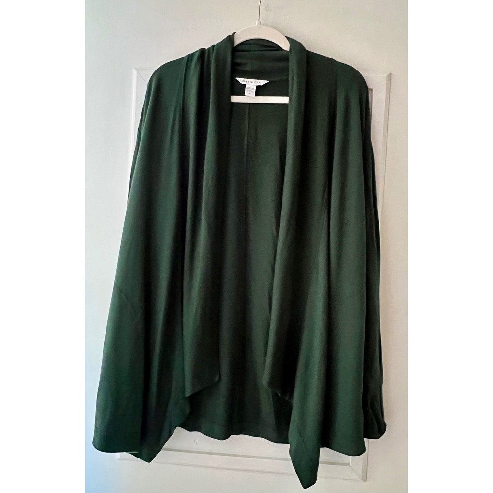 Athleta Pranayama Wrap Forest Green Tencel Modal Open Front Cardigan Medium